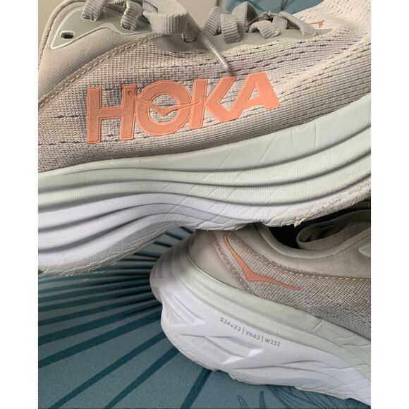 HOKA ONE ONE Bondi 8 gray Sneakers Gym SHOES women’s 8.5 - Picture 10 of 10